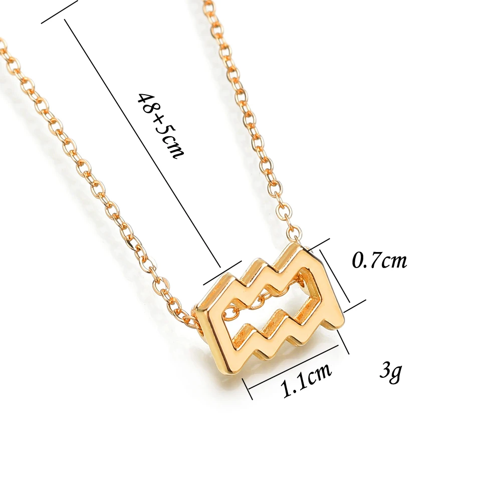 Дизайн золотой металлический знак зодиака, созвездие ожерелье карта для женщин девушек трендовая цепочка Кулон ожерелье со знаком зодиака Прямая
