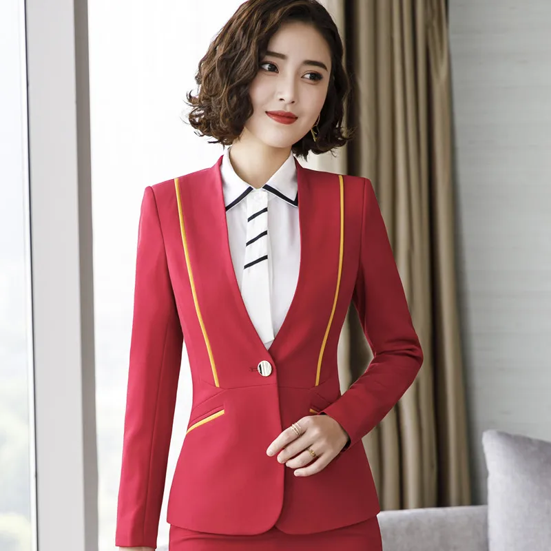 Red blazer Женский деловой формальный модный Блейзер, темперамент, новая весенняя тонкая куртка с длинным рукавом, Офисная Женская Рабочая Униформа, пальто - Цвет: Red blazer