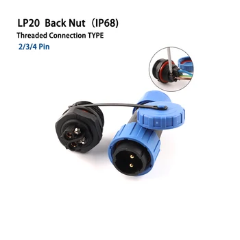 

LP20 SP20 IP68 Back nut Threaded connection welding-free screw connection Waterproof connector 2 3 4 Pin Panel Mount screw crimp