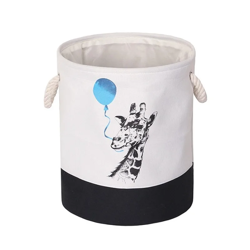 35*40cm Baby Cot Bed Hanging Large Capacity Folding Laundry Basket Round Storage Bin Bag Clothes Toy Holder Bucket Organizer - Цвет: Deer