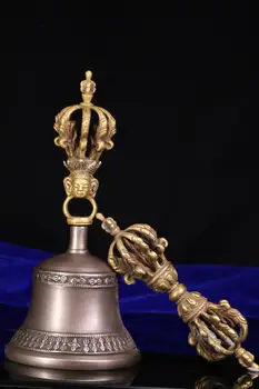 

wedding decoration Tibetan monastery collection of copper tires, hand-beating old chimes Bell Nine Strands Faqi Phurba Vajra