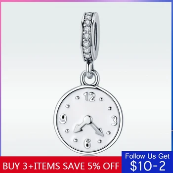 

CodeMonkey Genuine 925 Sterling Silver Clock Happy Time Engrave Pendant Charm fit Women Bracelet Sterling Silver Jewelry C657