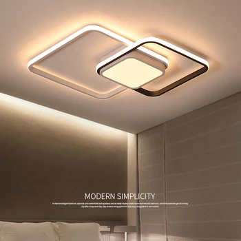 

Black and white modern LED chandelier living room bedroom balcony study aluminum ceiling chandelier Lustre 90-265V aisle lights