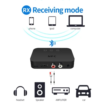 

NFC Bluetooth Music Receiver 3.5mm Plug AUX Car Vehicle Bluetooth Receiver RCA Bluetooth Adaptor 5.0 With Mic For Car TV Speaker