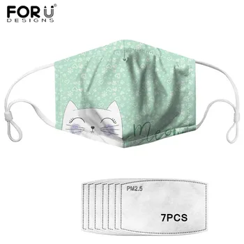 

Lovely Cat Print PM2.5 Face Mask and 7Pcs Filter Washable Reusable Dustproof Mask Outdoor Protect Mouth-MuffleTravel Protection
