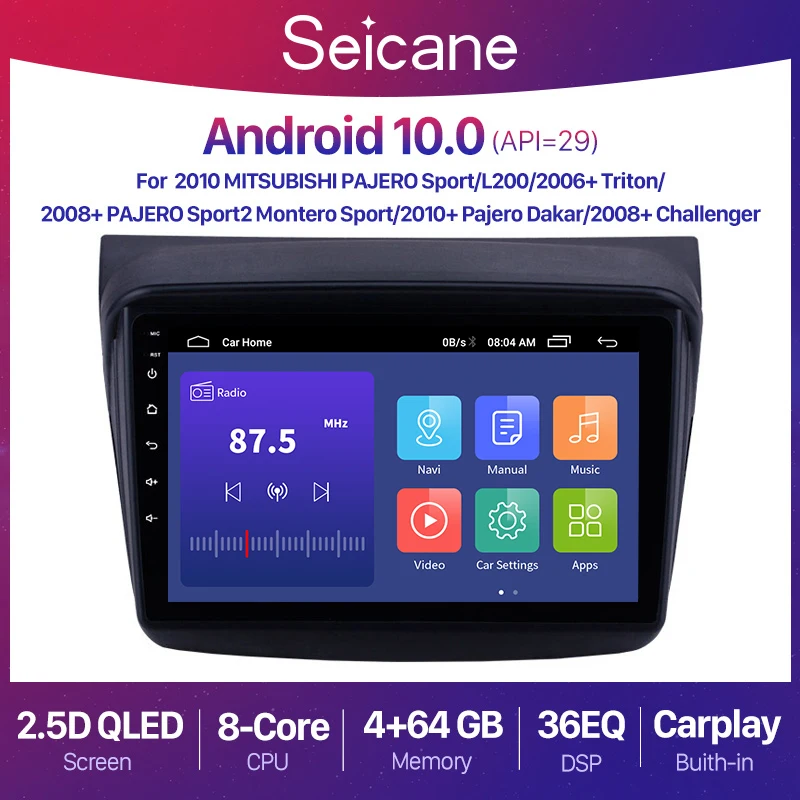 

Seicane Android 12 2+32G Car Radio GPS Stereo For Mitsubishi Pajero Sport 2 L200 Triton 2008 - 2016 Navigation Video Player 2din