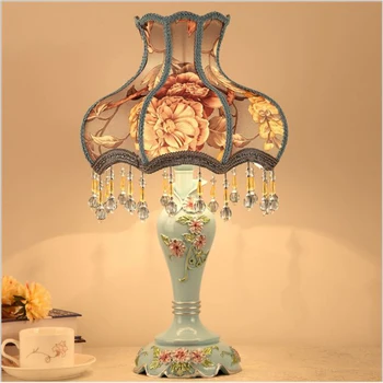 

European-style Table Lamp Bedroom Bedside Light Creative Modern Fabric Resin Table Lamp