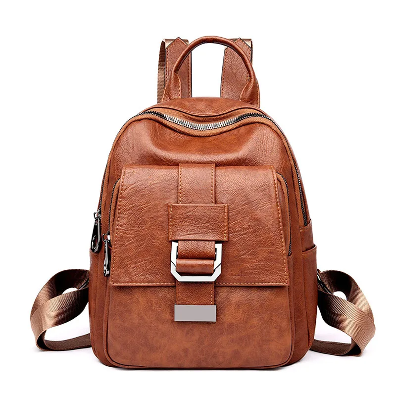 

Soft Leather Women's Backpack Large Capacity Mini Backpack School Girl Backpack Ladies Travel Leather Backpack Shoulder Bags