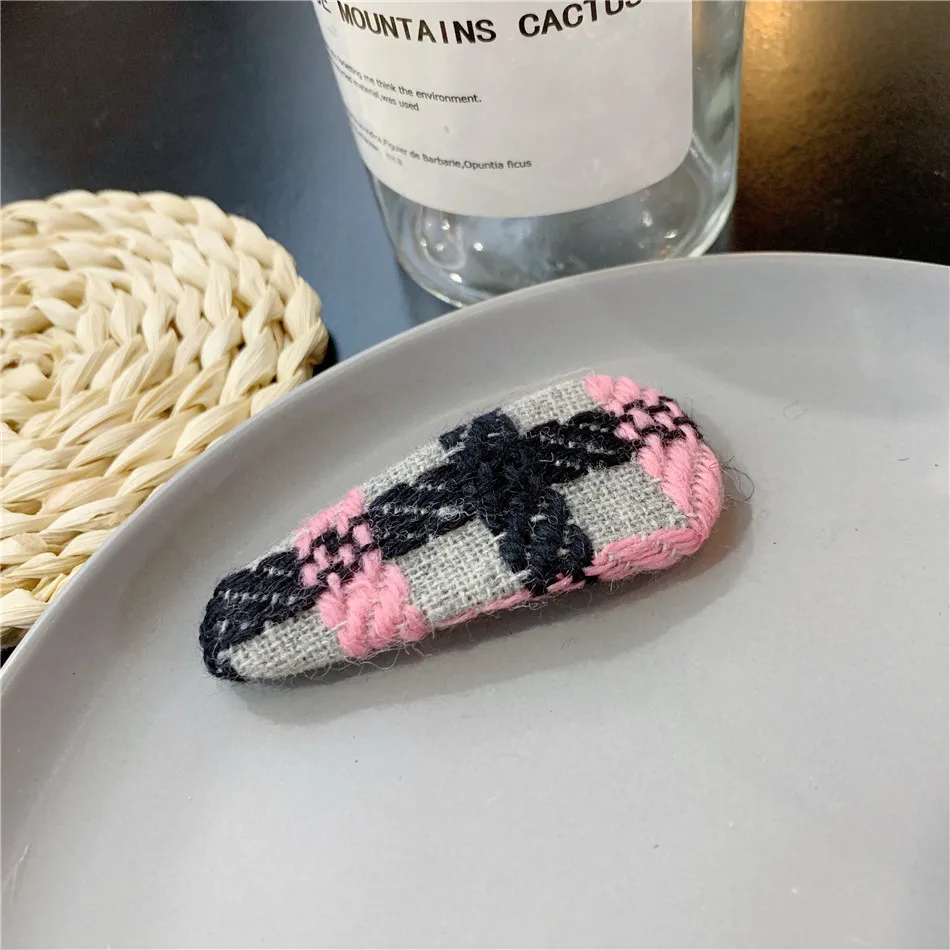 Pink 1 Детские заколки для волос, женские заколки для девочек, твид, детская боковая заколка, шерстяные заколки, зимние аксессуары для волос, милые детские заколки для волос, новинка - Цвет: Pink 1