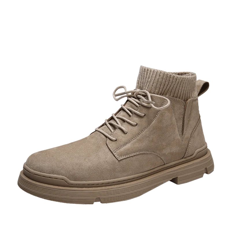 Khaki Мужские ботинки; крутые Молодежные мужские ботинки; Повседневная Уличная Мужская обувь из натуральной кожи; Легкие ботильоны; модные ботинки; botas hombre - Цвет: Khaki