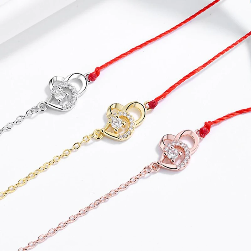 Latest Chinese Style 925 Sterling Silver Bracelets For Women Zodiac Mouse Lady Jewelry Red Rope Bangle Girl Birthday Gift KOFSAC | Украшения