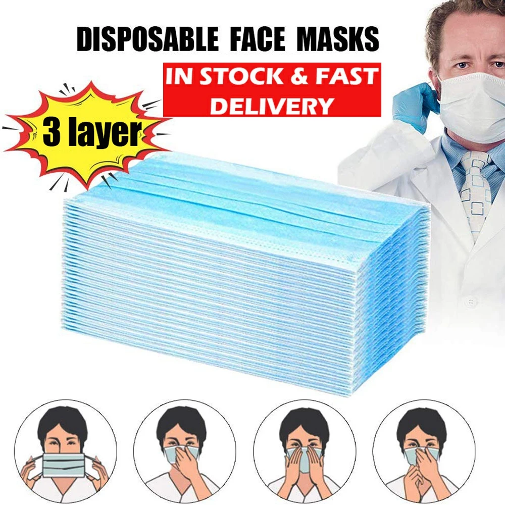 

100PCS KN95 High Quality Mask Earloop Face Mouth Masks Three-layer Protective Mask Anti-virus Mask Anti-bacterial Surgical Mask