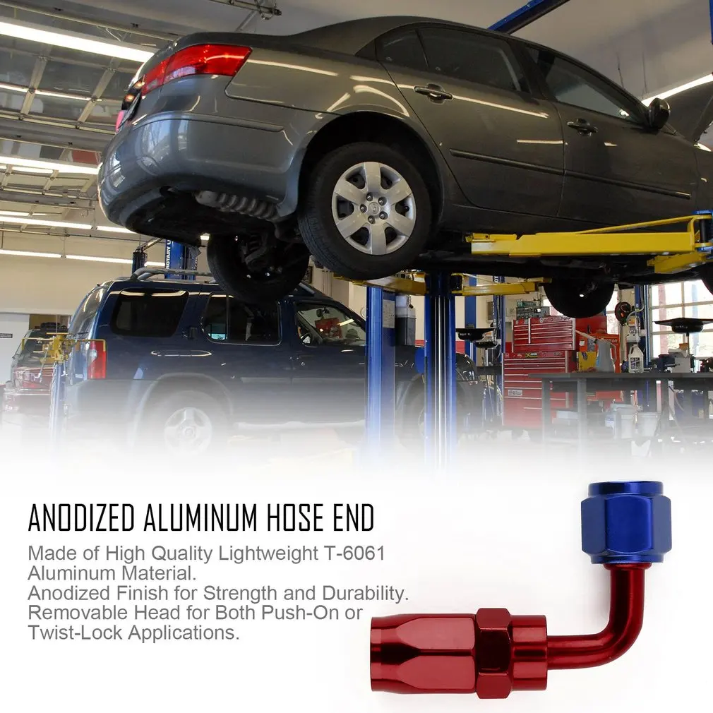 90 Degree Straight Swivel Oil/Fuel/Gas Line Hose End Reusable Male Fitting Universal Aluminum Alloy Male Adapter
