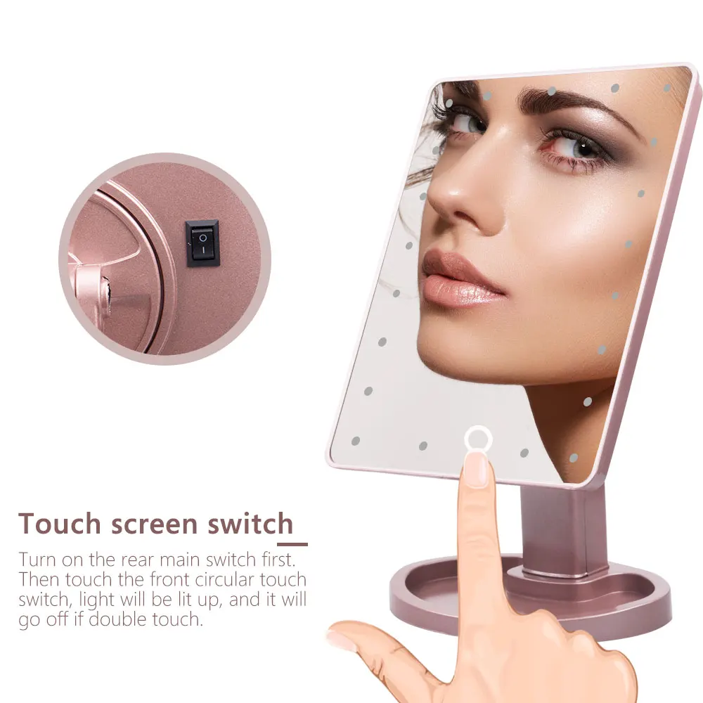 22 светодиодный сенсорный экран зеркало для макияжа 1X 10X увеличительное зеркало туалетный столик 16 ярких регулируемых USB или батареек