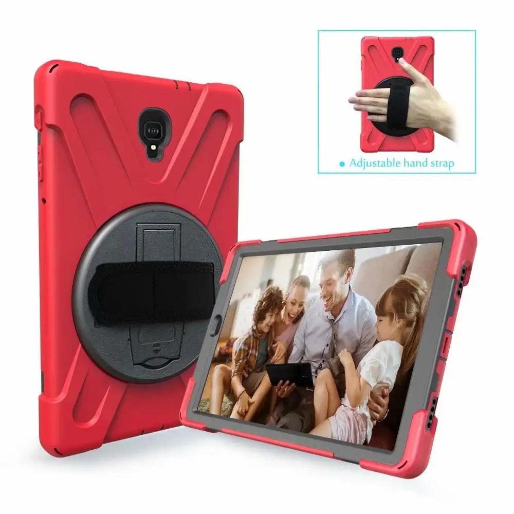 Red Ударопрочный чехол для Samsung Galaxy Tab A A2 10," T590 T595 T597 Tablet Kids Safe Stand Cover Funda с ремешком на запястье+ ручка - Цвет: Red