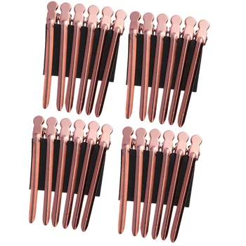 

24pcs Stainless Steel Duck Clips Hairdressing Sectioning Clips Styling Accessories for Home Barber Shop (Rose Gold)