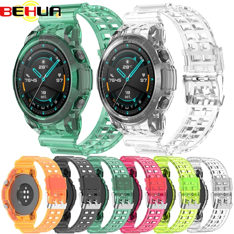 

BEHUA ремешок для Huawei Watch GT2 GT 2 46 мм Смарт-часы браслет мягкий силиконовый ремешок для часов с чехлом спортивный браслет Correa