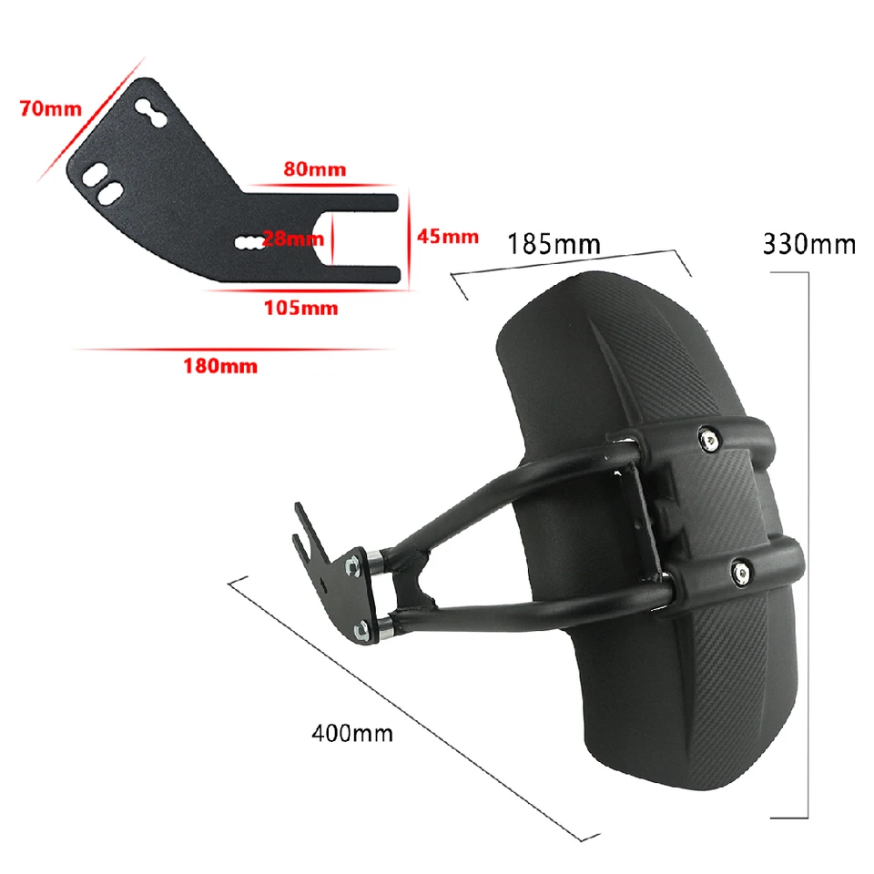 Parafango Posteriore Moto Universale In ABS – Per Kawasaki Z900, Versys, Z650, Z800, ER6N, X300 – Include Staffa E Viti