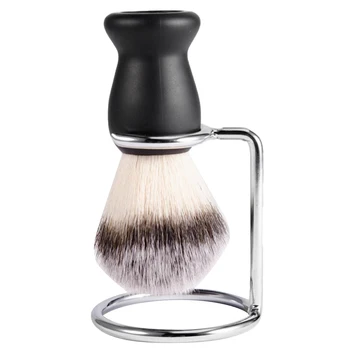 

Black Plastic Handle Mens Shaving Brush With Stand Holder for Face Beard Shaving