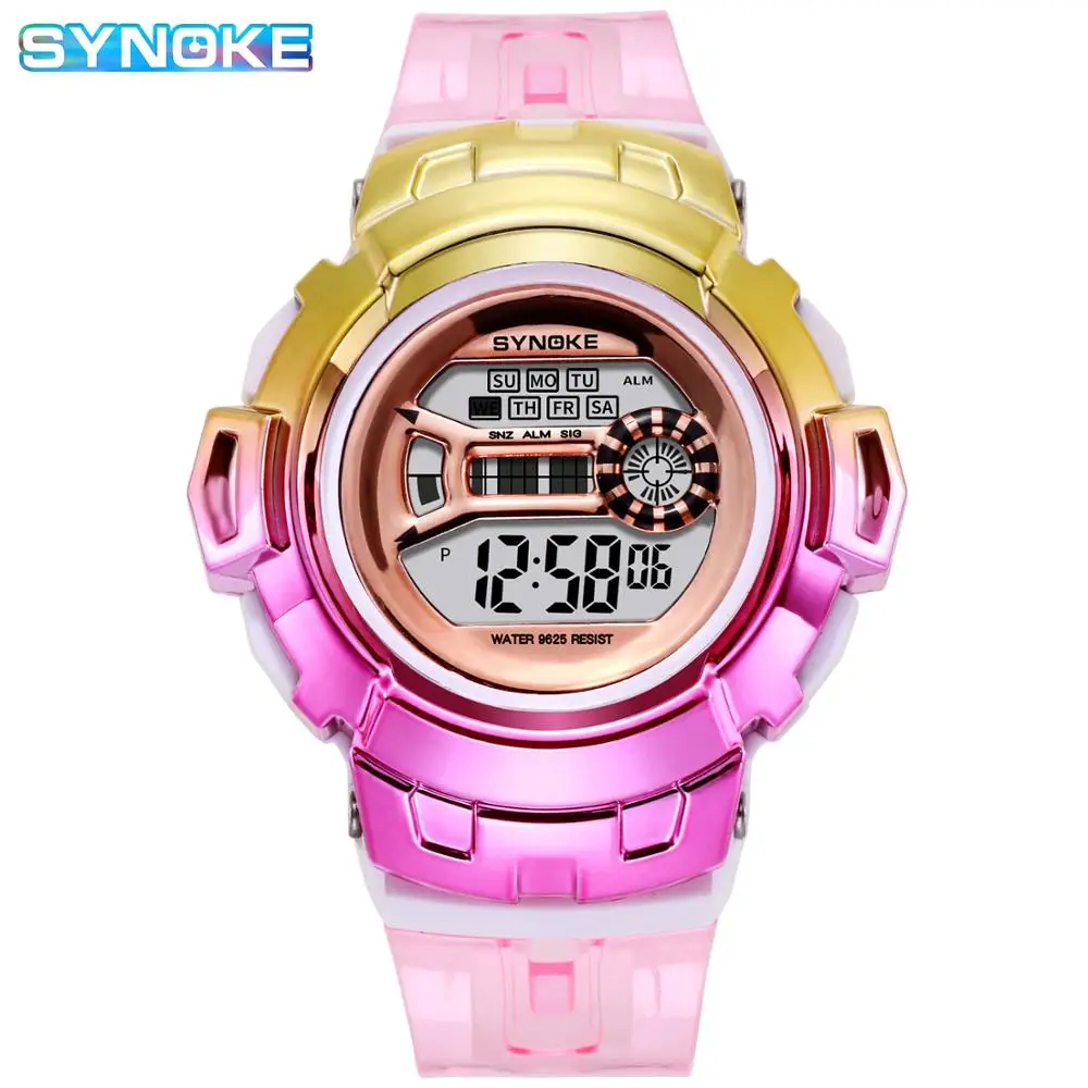 

SYNOKE 2020 Women's Wristwatch Fashion Colorful Ladies Watch LED Luminous Alarm Clock Waterproof Sports Watches Montre Femme