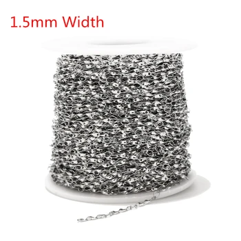 

1.5mm Width Stainless Steel Charm Welded Twisted Metal Link Chains With Spool For DIY Jewelry Making DIY Findings Top Quality