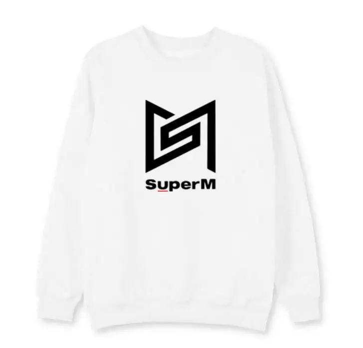 Kpop superM все названия членов/логотип пуловер с принтом и круглым вырезом толстовки унисекс флис/Тонкий Свободный свитшот - Цвет: thin