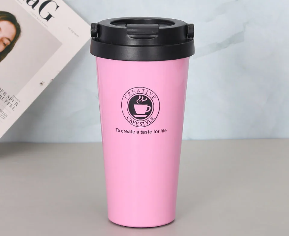 500Ml Insulated Mug Cup Pattern Leak-Proof Stainless Steel Vacuum Coffee Cup For Travel