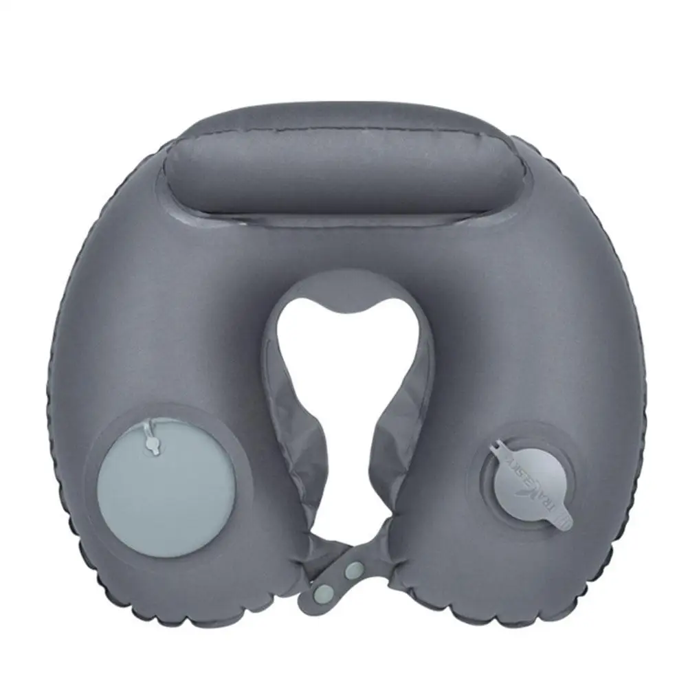 1PC Inflatable Neck PillowTravel U Shape Air Pillow Neckrest Head Rest Portable Head Rest Pillows In Flight Cushion Dark Gray