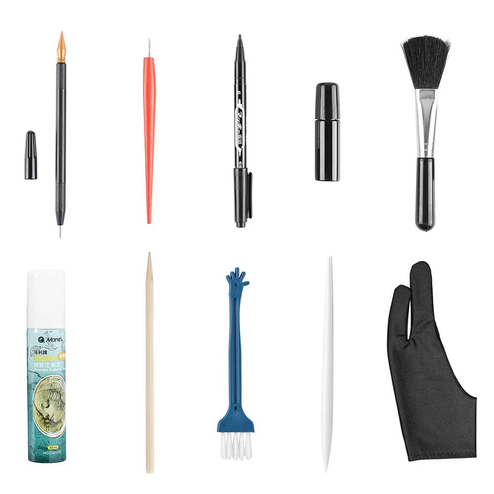 

Scratch Painting Tools Scraping Drawing Sketch Art DIY Crafts Scraper Pen Black Brush Stick Paper Boards Kit 2020