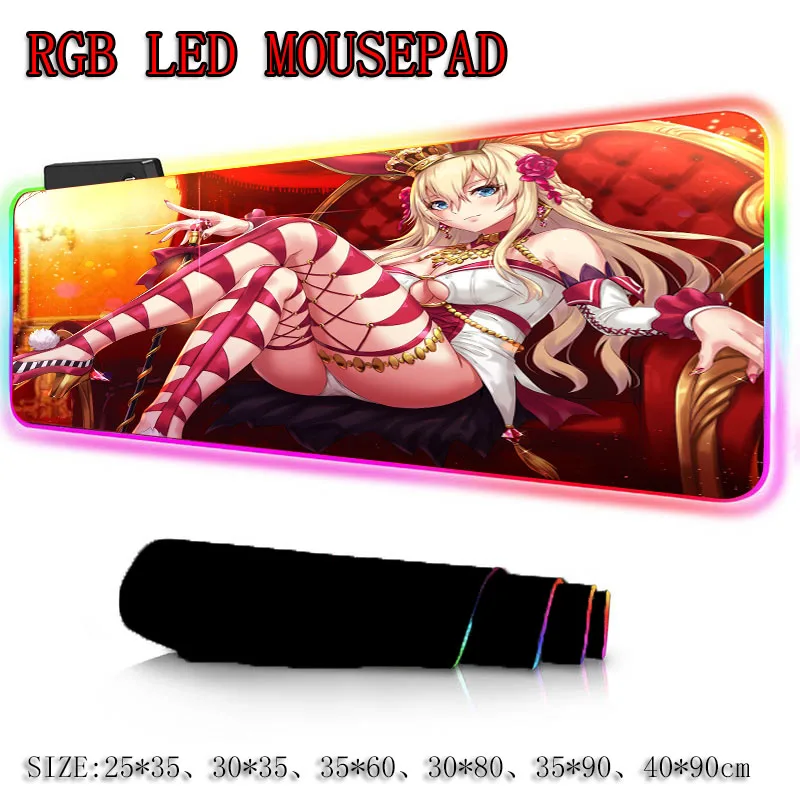 XGZ Сексуальная аниме-девушка игровой RGB геймер большой коврик для мыши светодиодный Подсветка USB клавиатура красочный стол коврик для мыши Коврик для ПК ноутбук Настольный