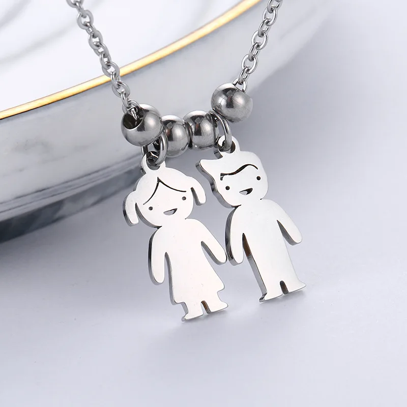 

ELANOR Personalize Necklace for her Custom Baby Name Necklace cute baby figure Charm Pendant