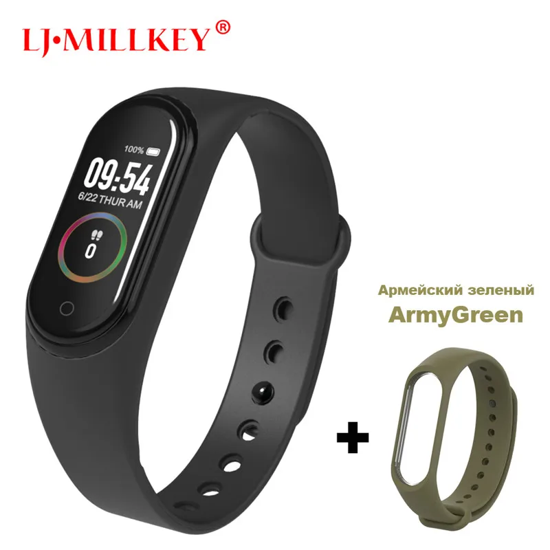 M4 Black x ArmyGreen Умный Браслет Интеллектуальный трекер активности M4 умный Браслет Смарт-браслет 4 пульсометр фитнес-трекер умные часы для мужчин и женщин - Цвет: M4 Black x ArmyGreen