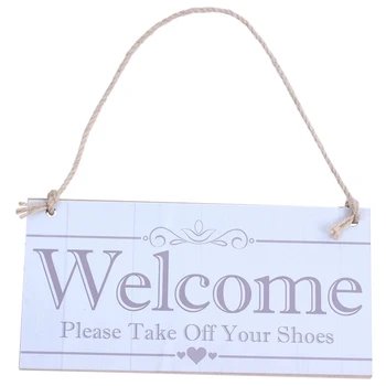 

Welcome Please Take Off Your Shoes Hanging Plaque Sign House Porch Decor Gift