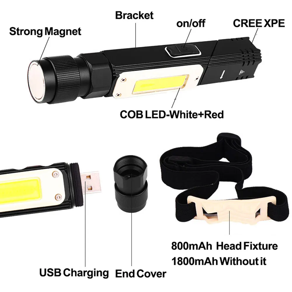 COB led Перезаряжаемый Аварийный Рабочий светильник 10 Вт Аварийный поддерживающий светильник USB перезаряжаемый портативный светильник для кемпинга охоты