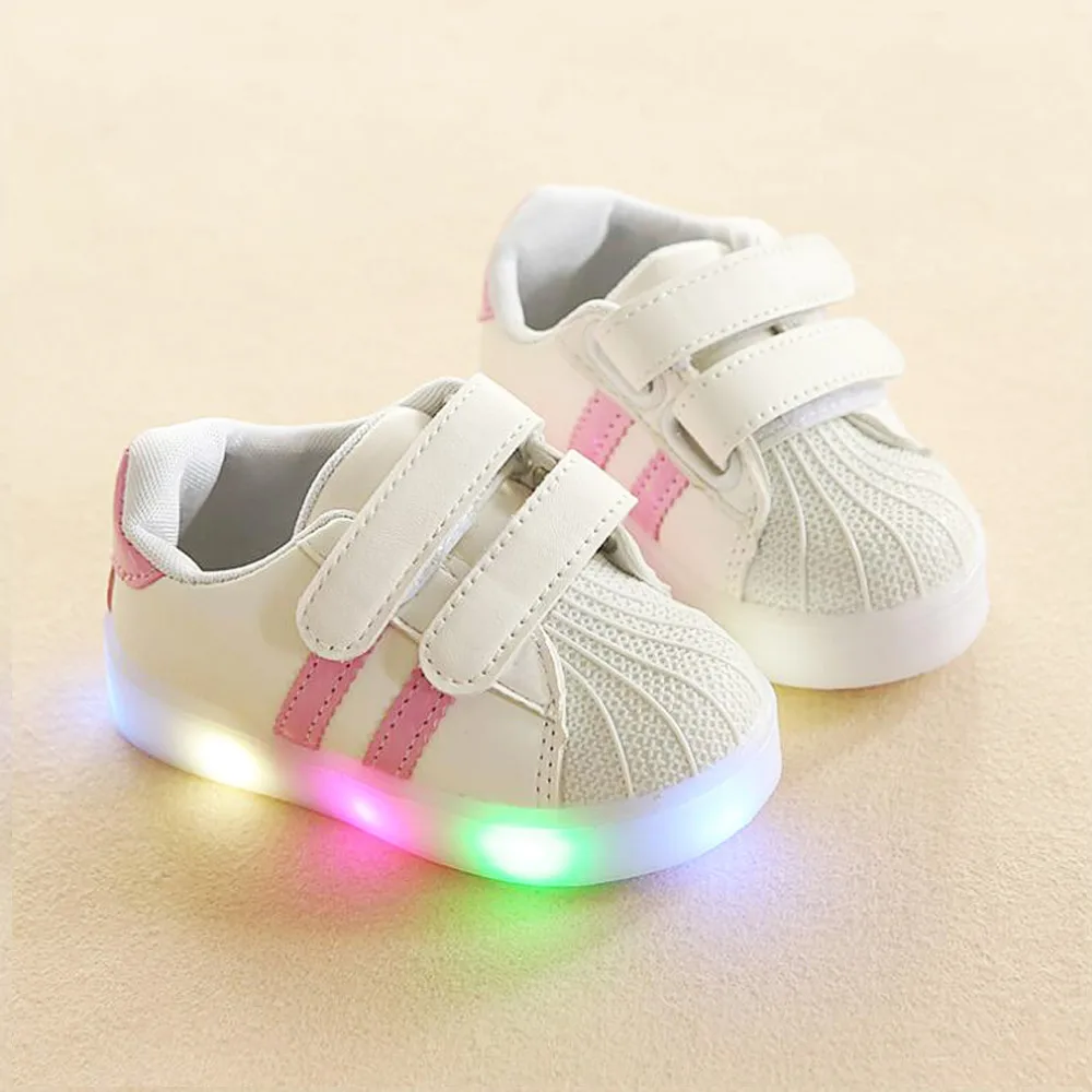 Детская обувь для маленьких мальчиков и девочек; обувь с подсветкой; нескользящая обувь; Цвет белый; Брендовая обувь для детей
