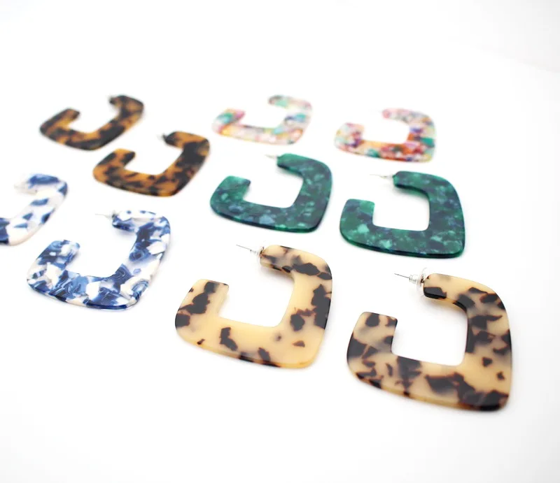 CC серьги-гвоздики, акриловые ацетатные серьги для женщин, леопардовые серьги, цветные богемные большие массивные серьги, модное ювелирное изделие