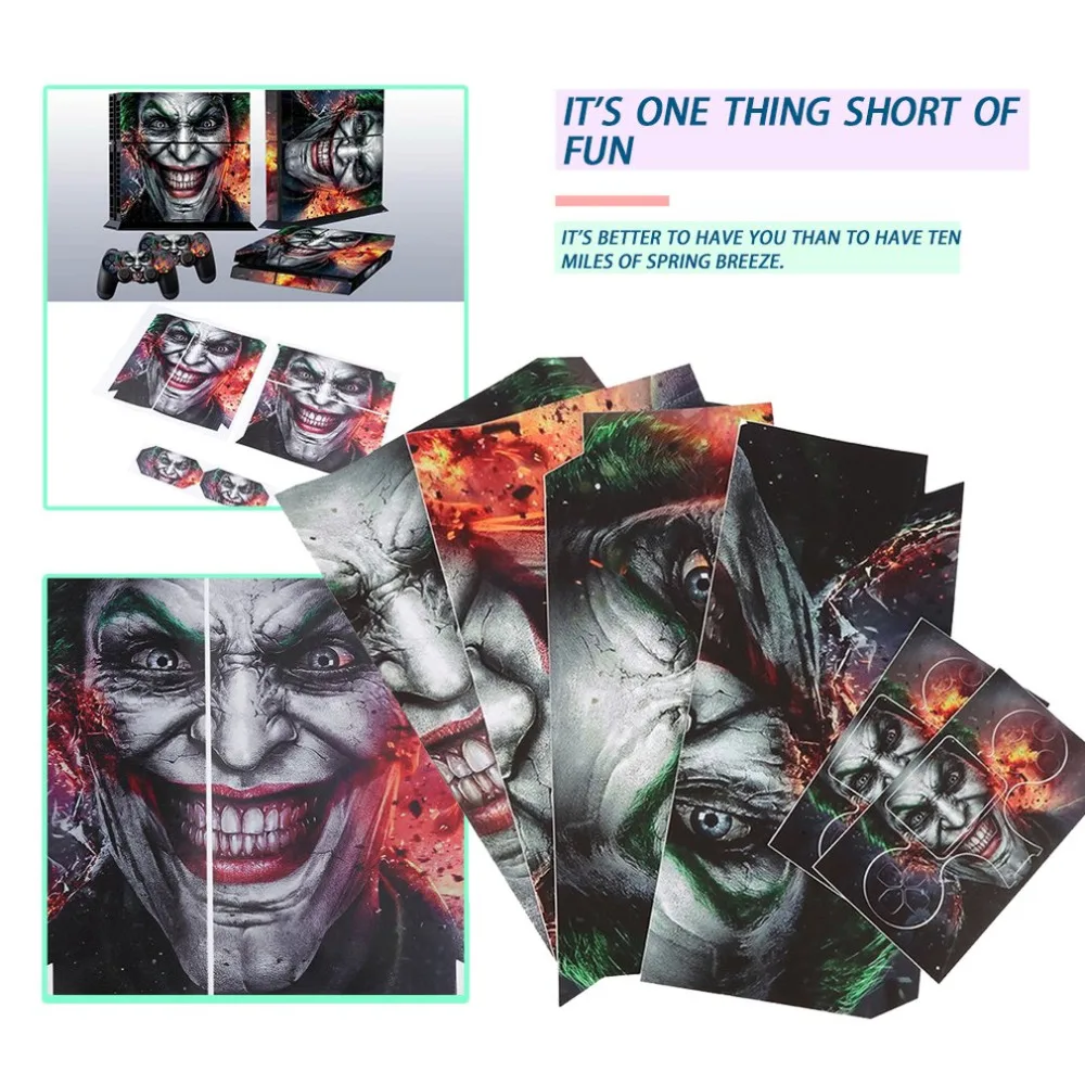 1set Joker Vinly Skin Sticker Clown Gamepad Stickers for Sony For PS4 For PlayStation 4 and 2 Controller Skins Wholesale