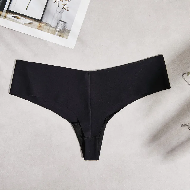 black thong Женские бесшовные трусики-танга Fervour Pe, бесшовные трусики-танга с принтом в виде букв PINK, с низкой талией, размеры M/L - Цвет: black thong