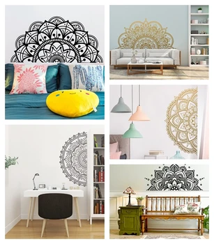 

Islam Half Mandala Flower Wall Sticker For Yoga Living Room Bedroom Removable Vinyl Sticker Wall Art Room Decoration Mural