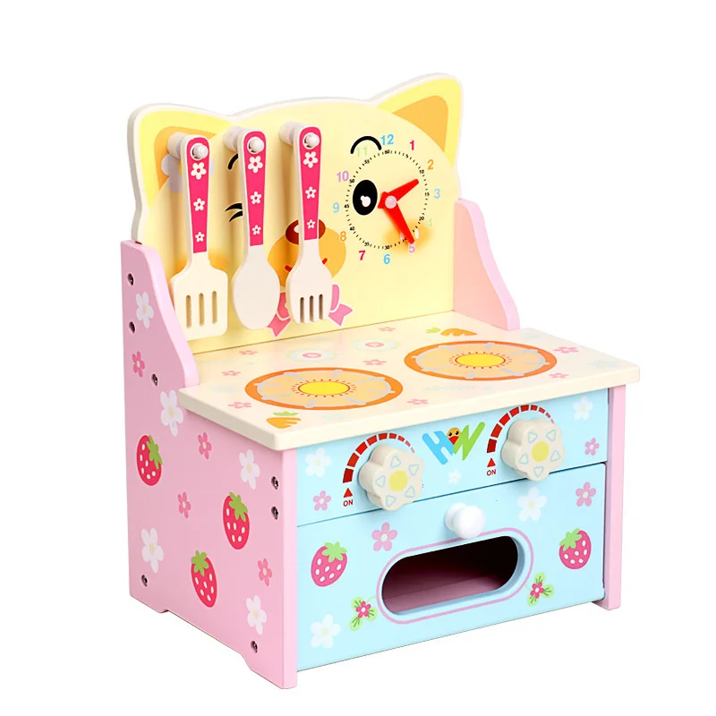 

New Baby Cooking Stove Girl House Simulation Wooden Princess Kitchen Set Toys