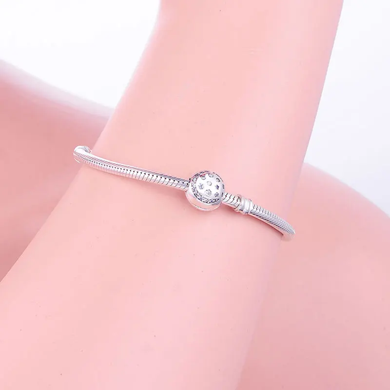 100% 925 пробы серебряный шар форма Луна Звезда сделанный циркониевый ограничитель