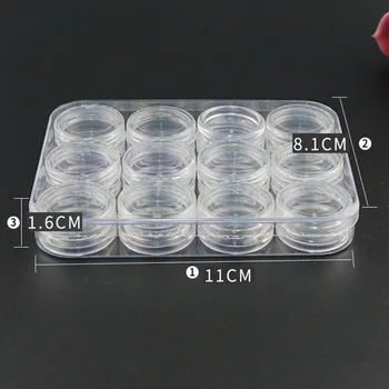 

3 Pcs Clear Mini Storage Case 12 Grids Jewelry Nail Art Small Item Container