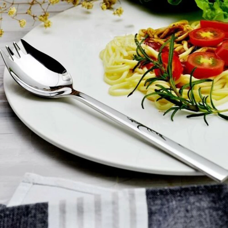 5 шт./компл. 19 см 2 в 1 нержавеющая Стил Spork Открытый Кемпинг комбинированный Многофункциональный Посуда столовая посуда ложка Вилка