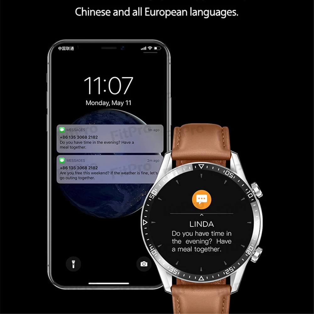 Смарт часы с температурой тела мужские водонепроницаемые Bluetooth и вызовом умные