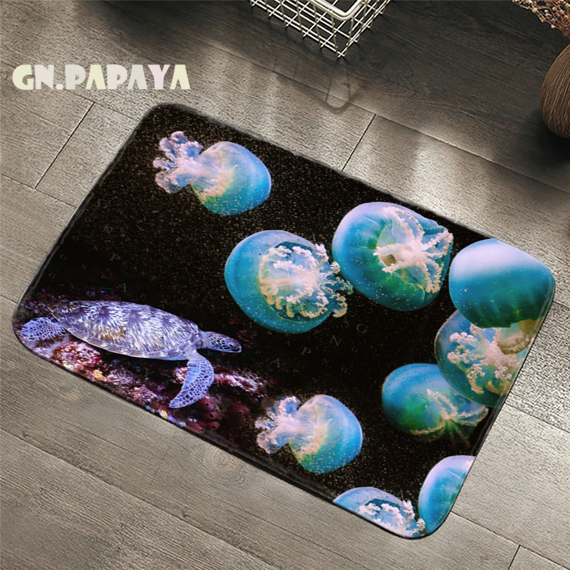 

Submarine jellyfish Carpet cute turtle Bathroom Floor Mats Toilet Rugs coral Kitchen Area Rug Pad Absorbent Front Door Mat new