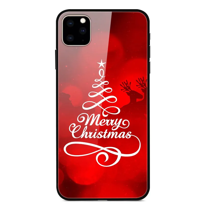 Рождественский чехол для телефона s для iPhone 11 Pro Max, чехол из закаленного стекла для iPhone X XS Max 7 8 6 6S Plus 11 Pro XR X S, Жесткий Чехол