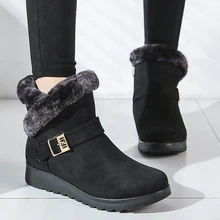 Зимние женские сапоги толстые теплые ботильоны модная женская обувь зимняя обувь из материала на основе хлопка Для женщин сапоги Утепленная одежда Нескользящие домашние тапочки