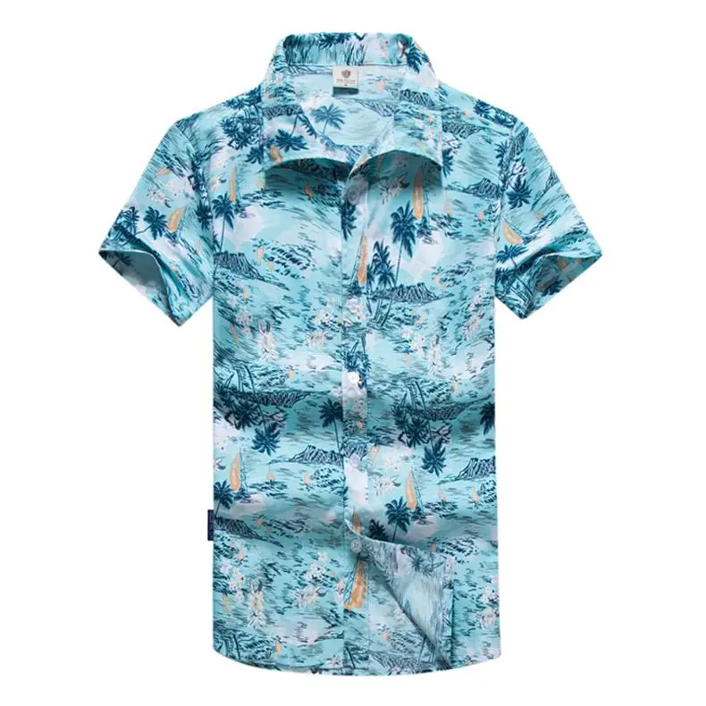 Aloha мужская одежда Лето Camisa hawaiana Повседневная рубашка с принтом кокосового дерева короткий рукав Мужская Гавайская пляжная одежда 5XL - Цвет: 33 Hawaiian shirt