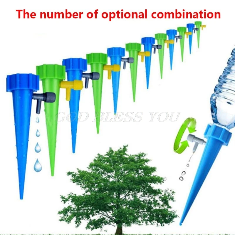 6 Pcs Automatic Watering Irrigation Spike Plant Flower Pot Drip Water Control Drip Cone Spike Waterer Bottle Irrigation System