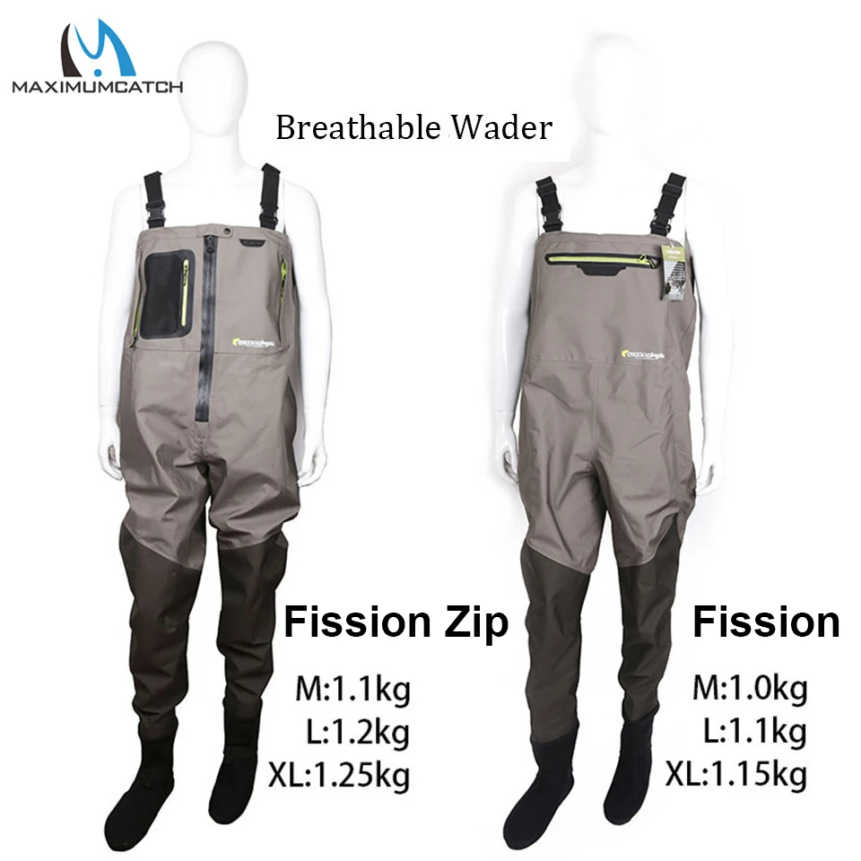 Cheap Maximumcatch Outdoor Stocking Foot Light Weight Breathable Fly Fishing Wader Waterproof Wading Pants Fishing Wader Jacket 4